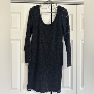 Maternity Black Lace Bodycon Dress sheer Sleeves